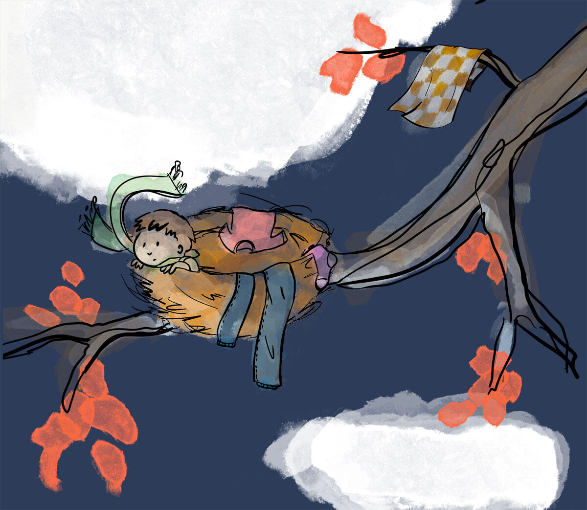 Illustrazione per il racconto di Giada Andrea Baccini &quot;Si sta come al vento i panni&quot;