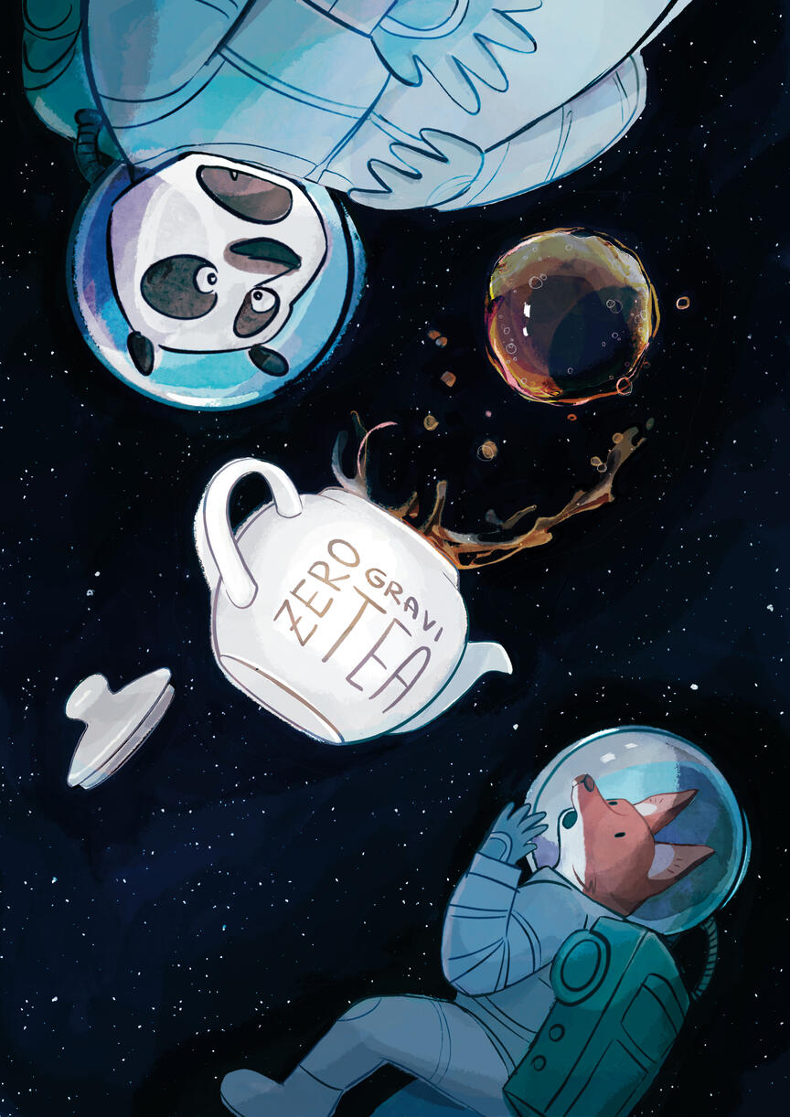 Copertina del libro illustrato e scritto e da me (+4) intitolato Zero GraviTea: ulteriori informazioni su richiesta